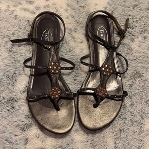 Talbots Black Strappy Sandals with Embellishments